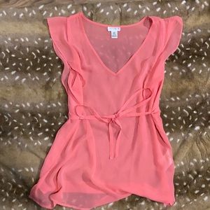 Peach motherhood maternity sheer top